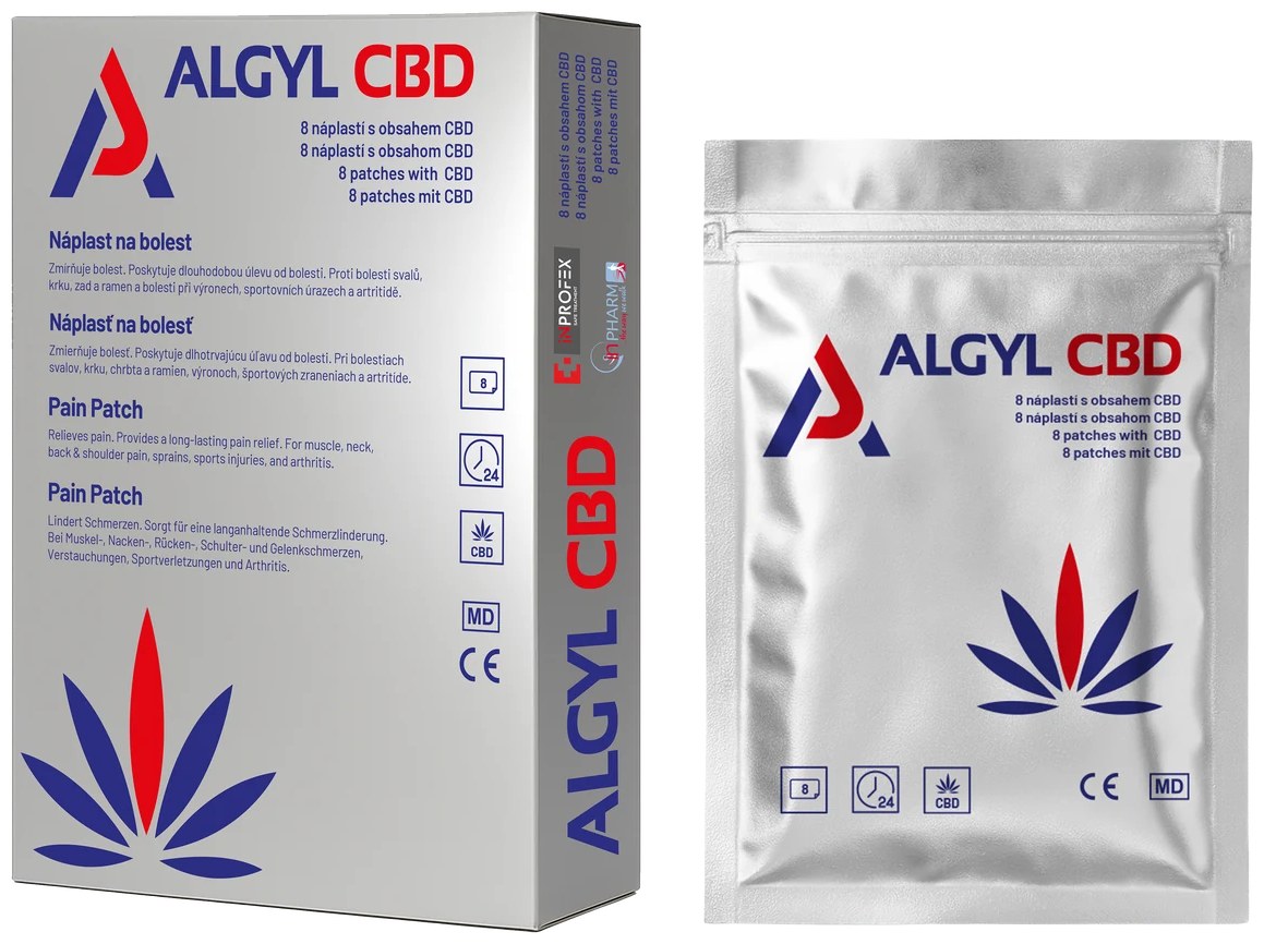 ALGYL CBD – Packung und Beutel mit Pflaster